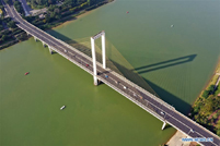 Aerial view of Yongjiang River in Nanning, Guangxi