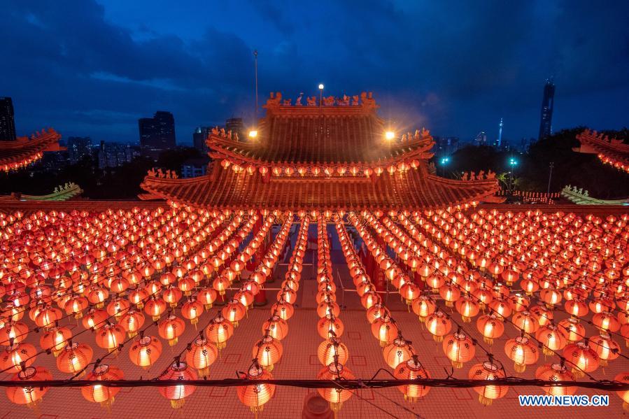 Red lanterns set for Chinese Lunar New Year in Kuala Lumpur, Malaysia