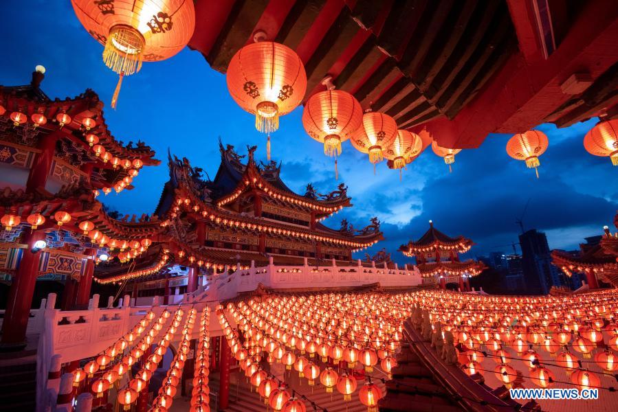 Red lanterns set for Chinese Lunar New Year in Kuala Lumpur, Malaysia