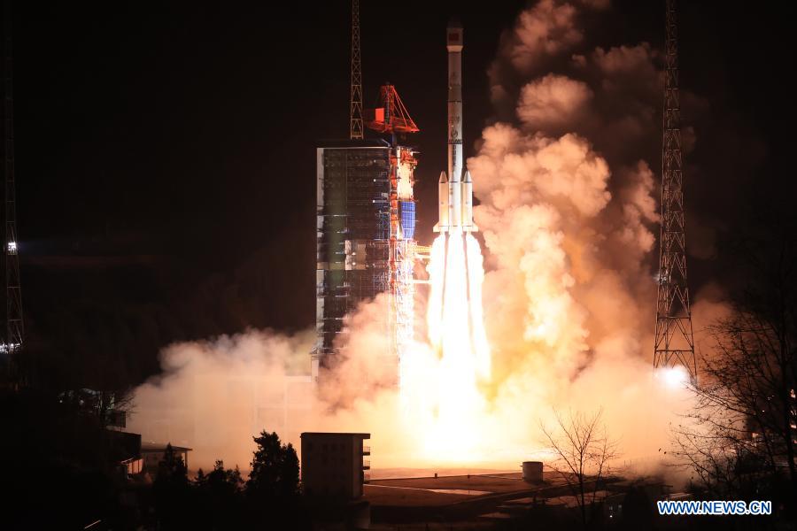 A new communication technology experiment satellite is launched at 11:36 p.m. (Beijing Time) by a Long March-3B carrier rocket at the Xichang Satellite Launch Center in Xichang, southwest China’s Sichuan Province, Feb. 4, 2021. The satellite will be used in communication, radio, television and data transmission, as well as technology tests. This launch marked the 360th mission for the Long March series carrier rockets. (Photo by Zhang Jing/Xinhua)