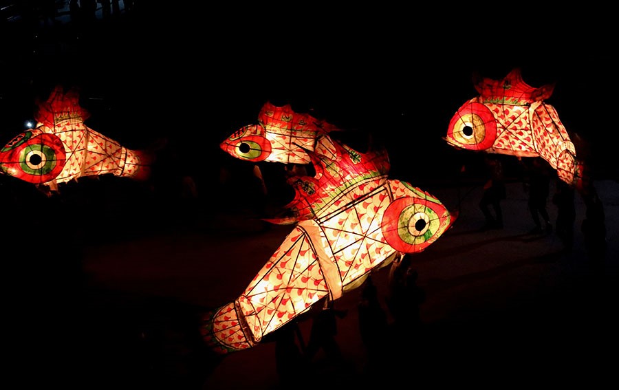 Villagers in E China's Anhui hold fish-shaped lanterns parade to celebrate Lantern Festival