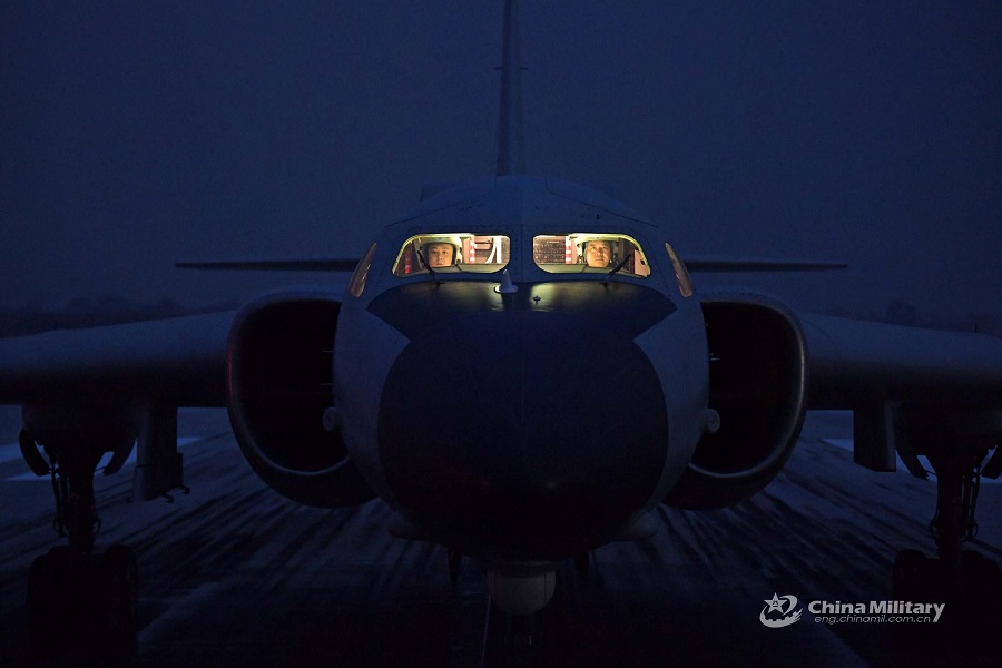 Bomber takes off during cross-area maneuver training