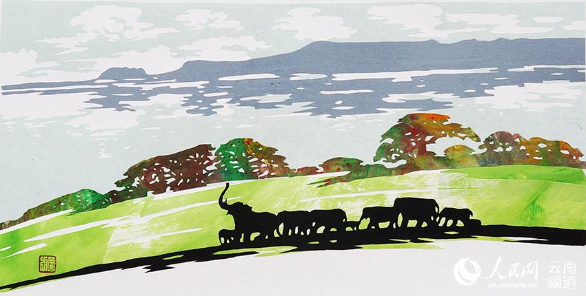 Exquisite paper cuttings tell stories behind China's migrating elephants