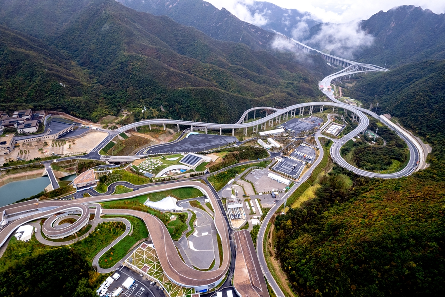 Aerial view of National Sliding Center for Beijing 2022 Olympic and Paralympic Winter Games