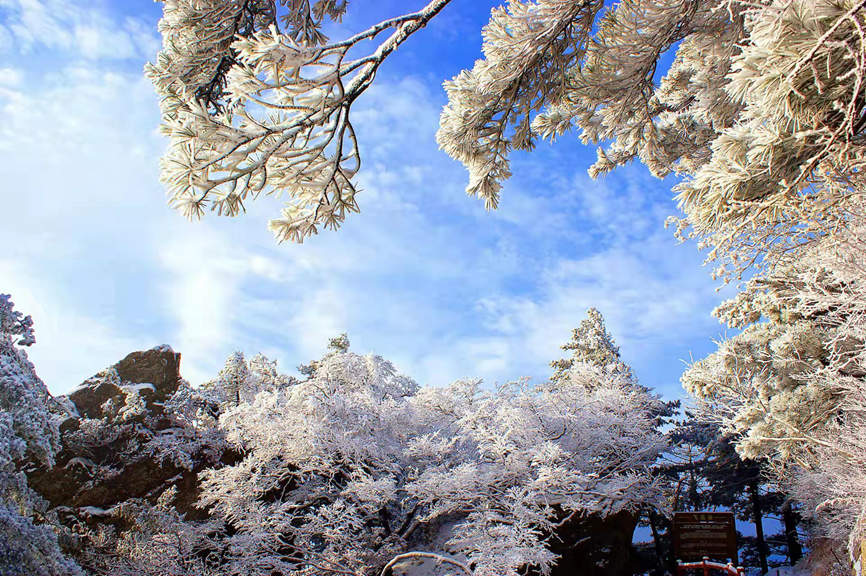 Snow-covered Yaoshan Mountain in Henan: a real-world wonderland