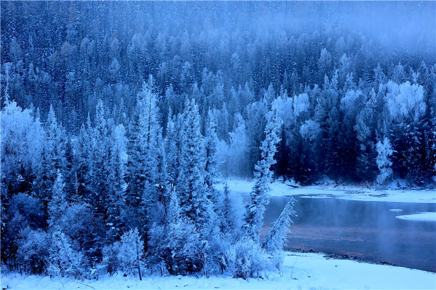 Snow-clad landscape brightens Kanas in NW China's Xinjiang