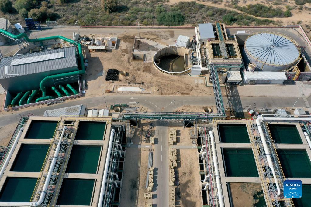 Sorek desalination plant seen in Palmachim beach near Israeli city of Rishon LeZion