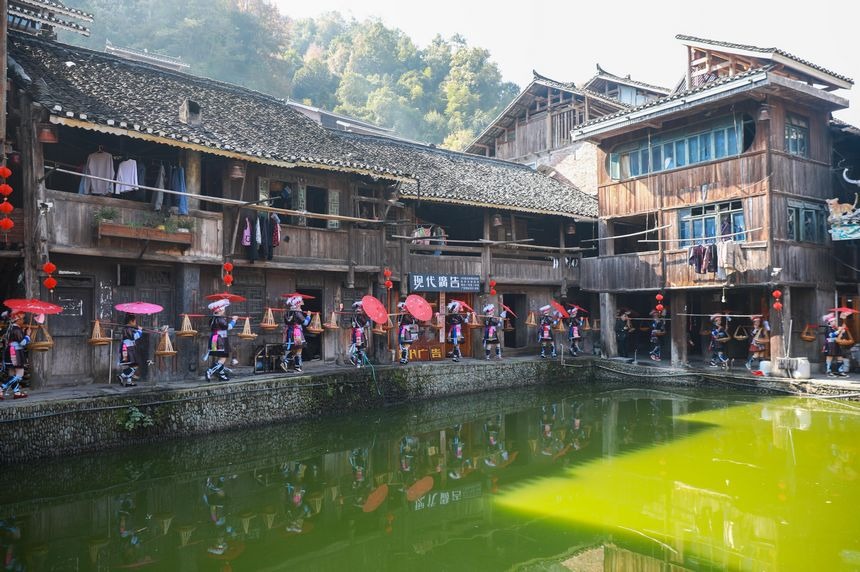 Dong ethnic group in Guizhou celebrate New Year in traditional costumes