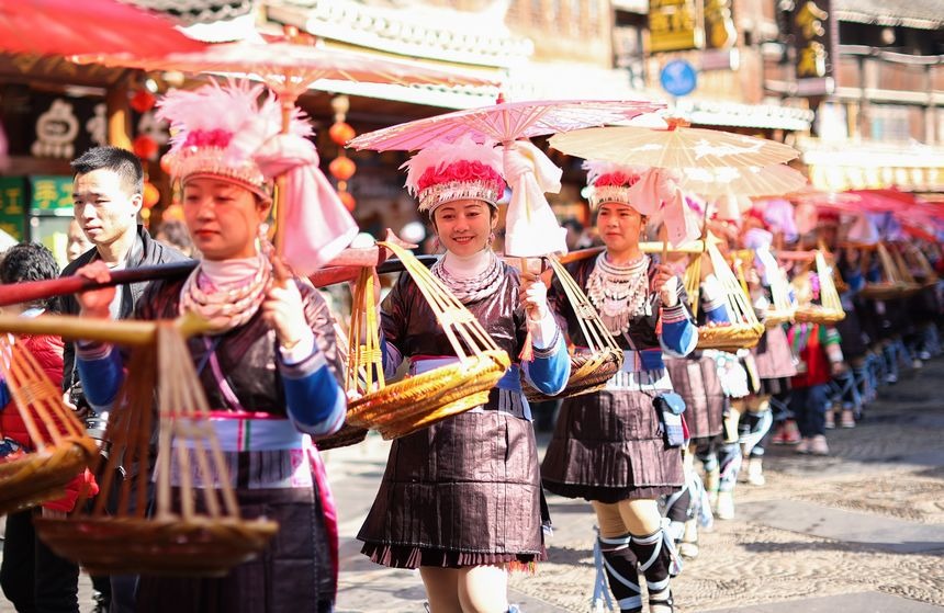 Dong ethnic group in Guizhou celebrate New Year in traditional costumes