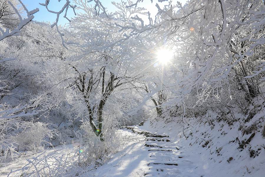 Enchanting sight after snowfall at Jingshe Ancient Road in E China's Anhui