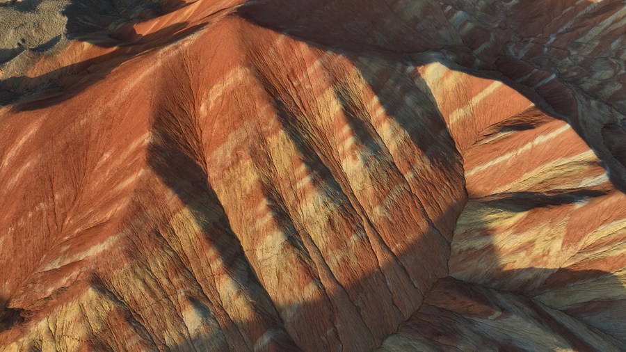 Sneak peek of spectacular Danxia landforms in NW China's Gansu reveals nature's supreme beauty