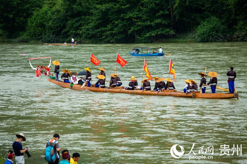 Canoe dragon boat festival of Miao ethnic group held in Guizhou