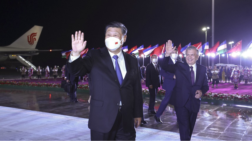 Xi arrives in Uzbekistan for state visit, SCO summit