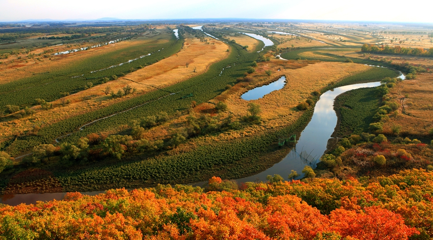 Splendid autumn scenery in Jixi, NE China's Heilongjiang