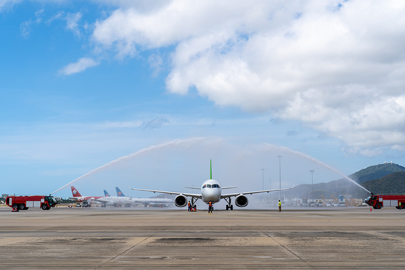 China's homegrown jetliner C919 arrives in S China's Sanya for first time during long-distance test flight