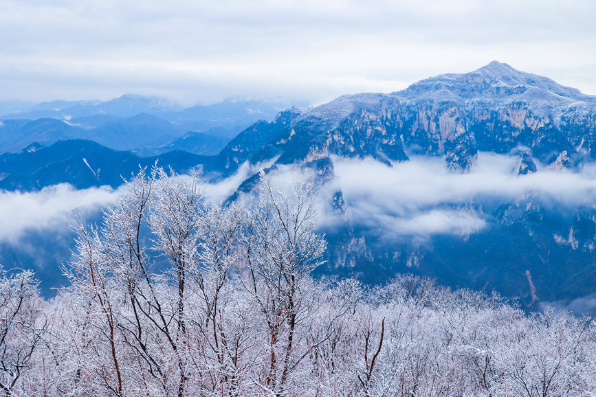 Gorgeous rime scenery of Yuntai Mountain in C China's Henan