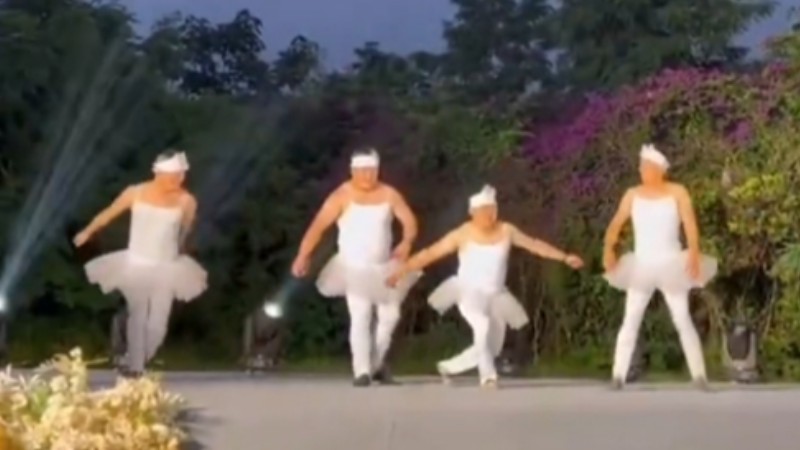 Four dads dance ballet for their children