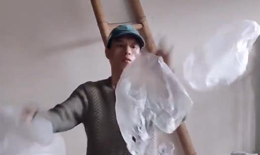 Practice juggling with plastic bags