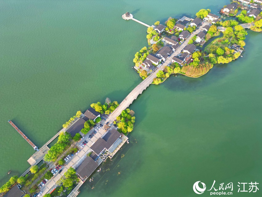 Picturesque spring views of Jinji Lake scenic area in E China's Suzhou