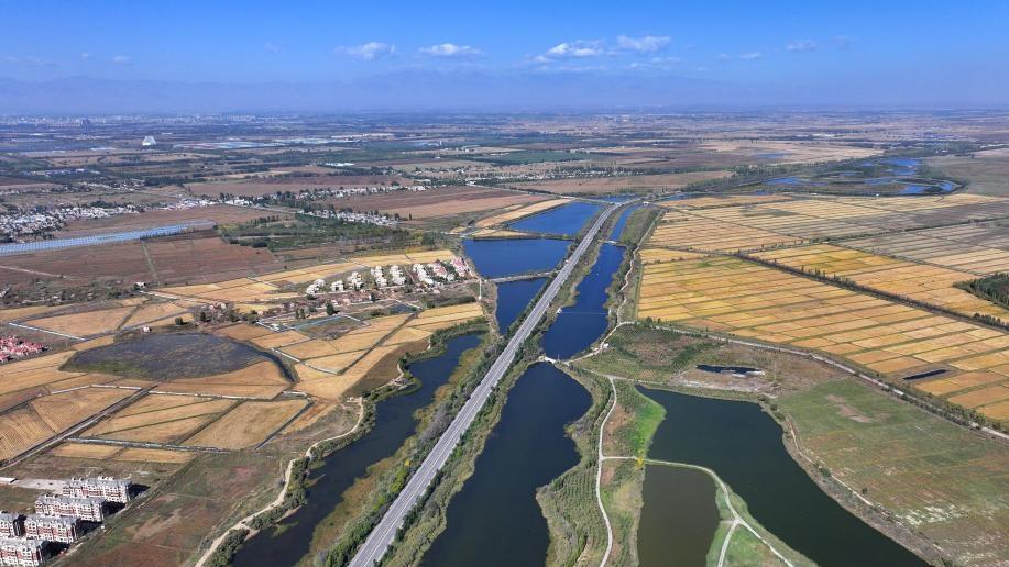 View of section of Yellow River in NW China