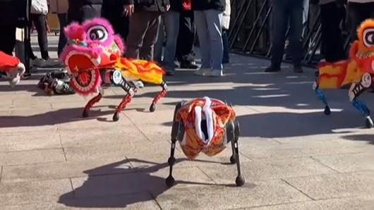 Robotic dogs join lion dance