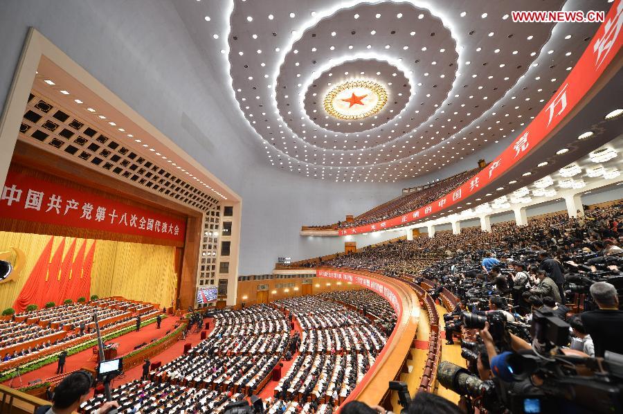 The 18th National Congress of the Communist Party of China (CPC) opened at the Great Hall of the People in Beijing, capital of China, Nov. 8, 2012. (Xinhua/Li Xin)