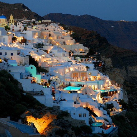 Santorini,Greece.Photo shows the dreamlike night.