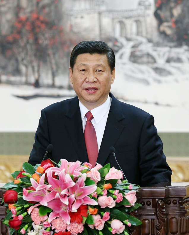 Xi Jinping, general secretary of the Central Committee of the Communist Party of China (CPC), speaks at the press conference at the Great Hall of the People in Beijing, capital of China, Nov. 15, 2012. Xi led the newly elected members of the Standing Committee of the 18th CPC Central Committee Political Bureau to meet the press here on Thursday. (Xinhua/Ju Peng)