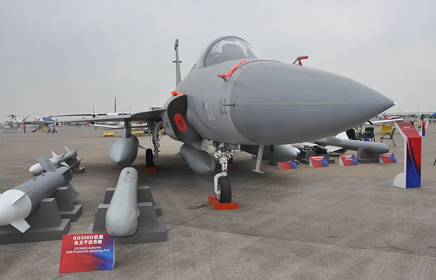 A JF-17 fighter jet is on display at Airshow China 2012 in Zhuhai, south China's Guangdong province. The JF-17 is jointly developed and produced by China National Aero-Technology Import and Export Corporation (CATIC) and Pakistan Air Force. (People's Daily Online/ Zhai Zhuanli)