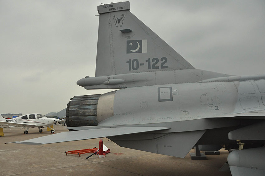 A JF-17 fighter jet is on display at Airshow China 2012 in Zhuhai, south China's Guangdong province. The JF-17 is jointly developed and produced by China National Aero-Technology Import and Export Corporation (CATIC) and Pakistan Air Force. (People's Daily Online/ Zhai Zhuanli)