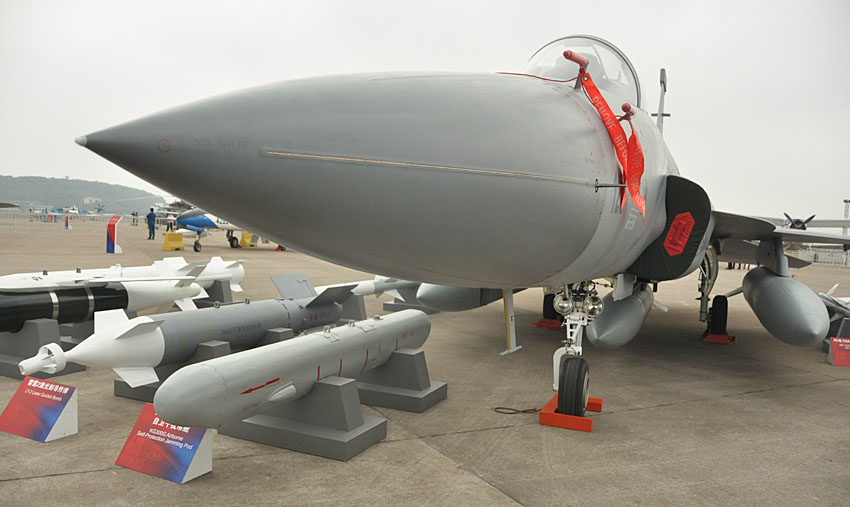 A JF-17 fighter jet is on display at Airshow China 2012 in Zhuhai, south China's Guangdong province. The JF-17 is jointly developed and produced by China National Aero-Technology Import and Export Corporation (CATIC) and Pakistan Air Force. (People's Daily Online/ Zhai Zhuanli)