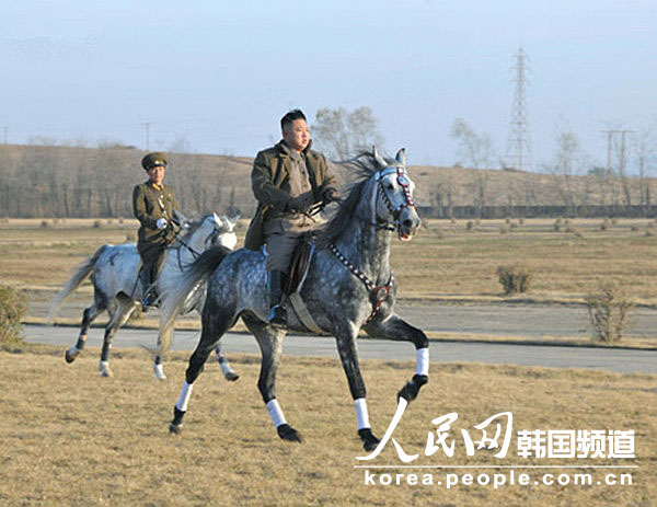 DPRK's top leader Kim Jong Un inspects the training ground of horse riding company of KPA on Nov. 19, 2012. (Photo/ People’s Daily Online)