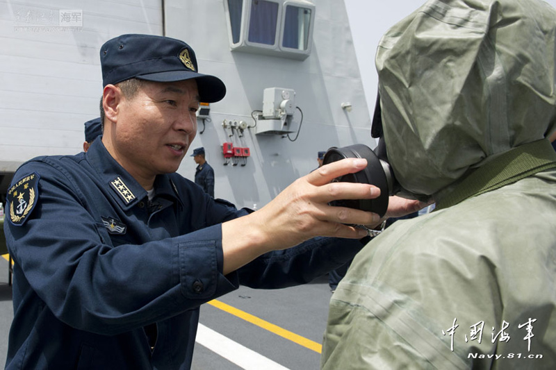 The first destroyer fleet of the Navy of the Chinese People's Liberation Army (PLA) equipped with the information-based maritime combat platform conducts joint training. (China Military Online)