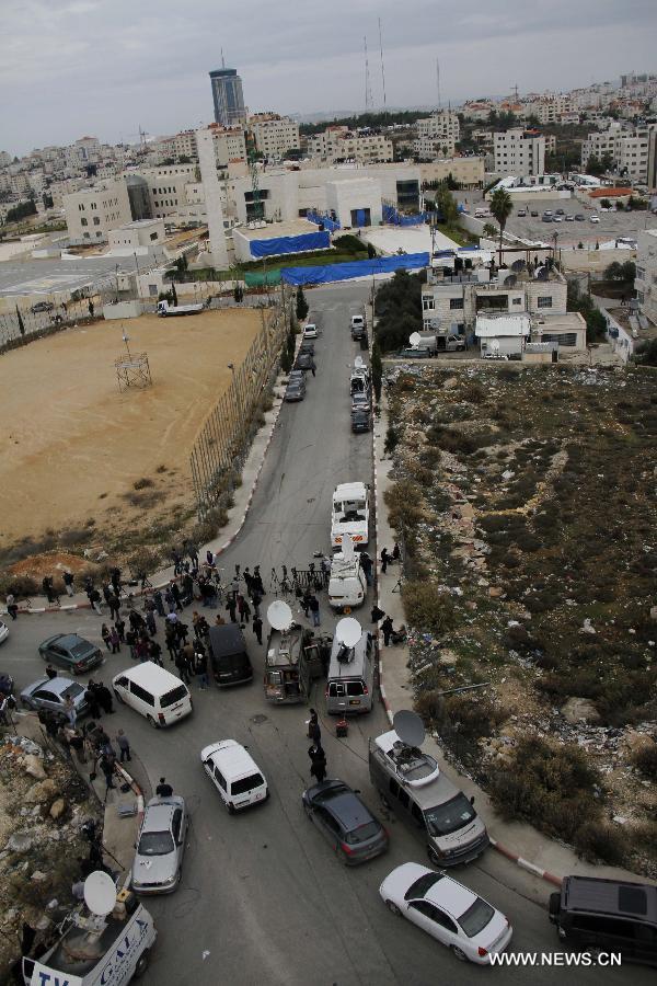 The photo taken on Nov. 27, 2012 shows the mausoleum of the late Palestinian leader Yasser Arafat in the West Bank city of Ramallah. Samples of the remains of iconic Palestinian leader Yasser Arafat were exhumed so experts could search for additional clues to his death, Palestini0an officials said.(Xinhua/Ayman Nobani)