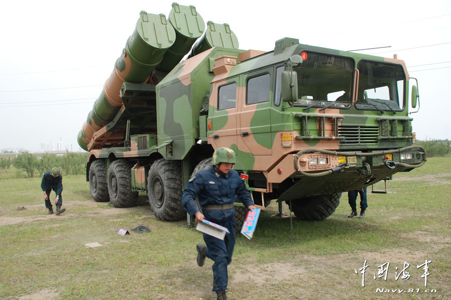 A shore-based anti-ship missile regiment of the North Sea Fleet under the Navy of the Chinese People's Liberation Army (PLA) conducts an actual-combat training to enhance the actual combat capability. (China Military Online/Zhang Tengfei and Chen Ji)