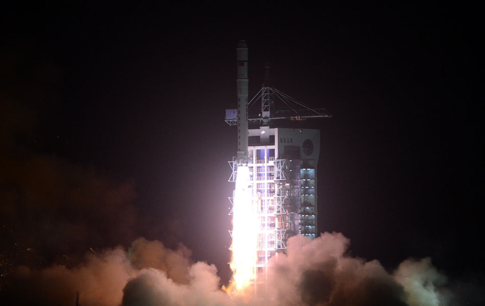 A Long March carrier rocket carrying Turkish earth observation satellite GK-2 blasts off from the launch pad at the Jiuquan Satellite Launch Center in northwest China's Gansu Province, early on Dec. 19, 2012. China successfully sent the satellite GK-2 into orbit with a Long March carrier rocket on Wednesday. (Xinhua/Zhang Meng)