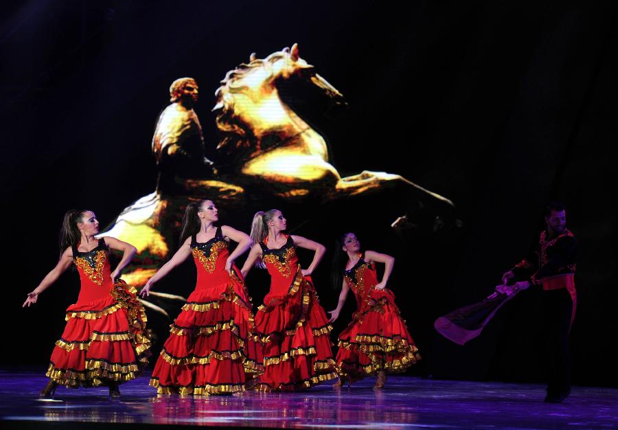 Actresses perform at the opening ceremony of the 7th China Beijing International Cultural & Creative Industry Expo in Beijing, capital of China, Dec. 19, 2012. The five-day expo opened Wednesday night in Beijing. (Xinhua/Luo Xiaoguang) 