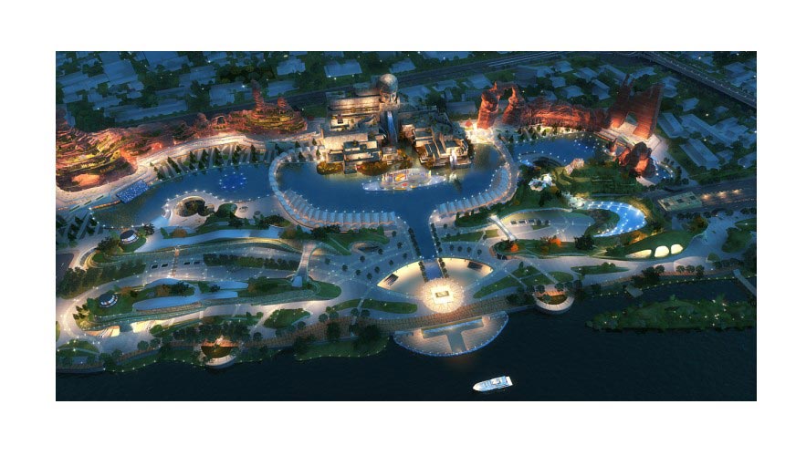 The design sketch shows the aeroview of the "Yellow River Mother" cultural theme park, which is located in Lanzhou, the capital of Gansu Province. (Photo Source: news.cn)