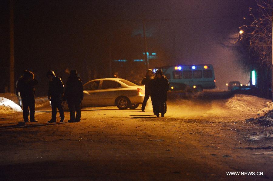 Photo taken on Jan. 11, 2013 shows the site where a blast occurred in Shuangyashan City, northeast China's Heilongjiang Province. (Xinhua/Wang Kai)