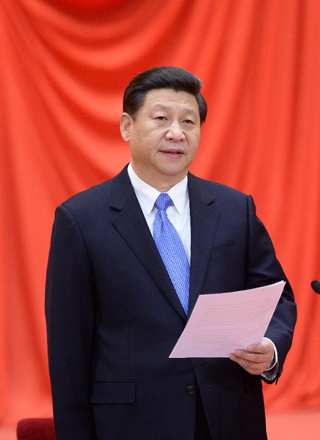 Xi Jinping, general secretary of the Communist Party of China Central Committee and chairman of the CPC Central Military Commission (CMC), presides over the awarding ceremony of the State Scientific and Technological Award in Beijing, capital of China, Jan. 18, 2013. Chinese leaders Hu Jintao, Xi Jinping, Wen Jiabao, Li Keqiang and Liu Yunshan attended the ceremony. (Xinhua/Liu Jiansheng) 