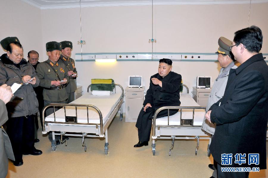 DPRK’s leader Kim Jong Un visits the Taesongsan General Hospital being built by the People's Army in this picture released by DPRK’s KCNA news agency in Pyongyang, Jan. 20, 2013. (Xinhua/KCNA)