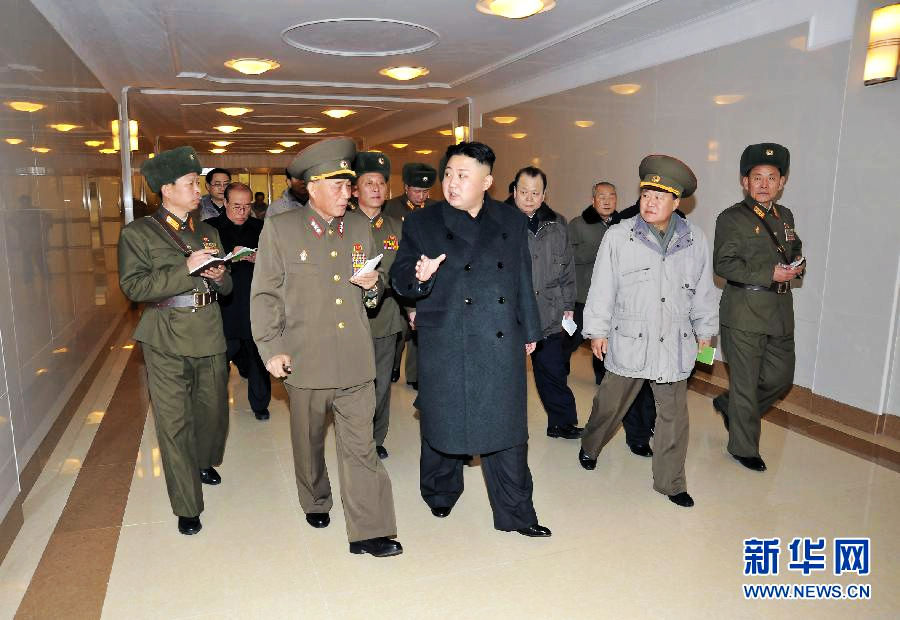 DPRK’s leader Kim Jong Un visits the Taesongsan General Hospital being built by the People's Army in this picture released by DPRK’s KCNA news agency in Pyongyang, Jan. 20, 2013. (Xinhua/KCNA)