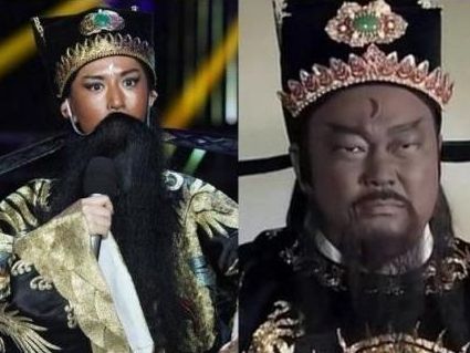 Xie's impersonation (L) looks pretty much the same as the original character (R). (Source: hunantv.com)