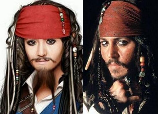 Xie's impersonation (L) looks pretty much the same as the original character (R). (Source: hunantv.com)