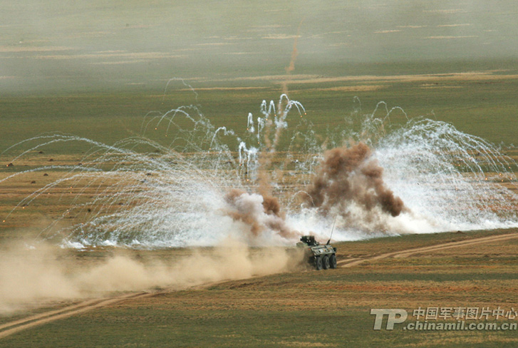 Situated in the depth of the Inner Mongolian Grassland, the Zhurihe Combined Tactics Training Base of the Beijing Military Area Command (MAC) of the Chinese People's Liberation Army (PLA) is the PLA's most modernized training base, the only training base where the PLA can hold group-army-scale actual-troop campaign exercise. (chinamil.com.cn/Zhang Kunping)