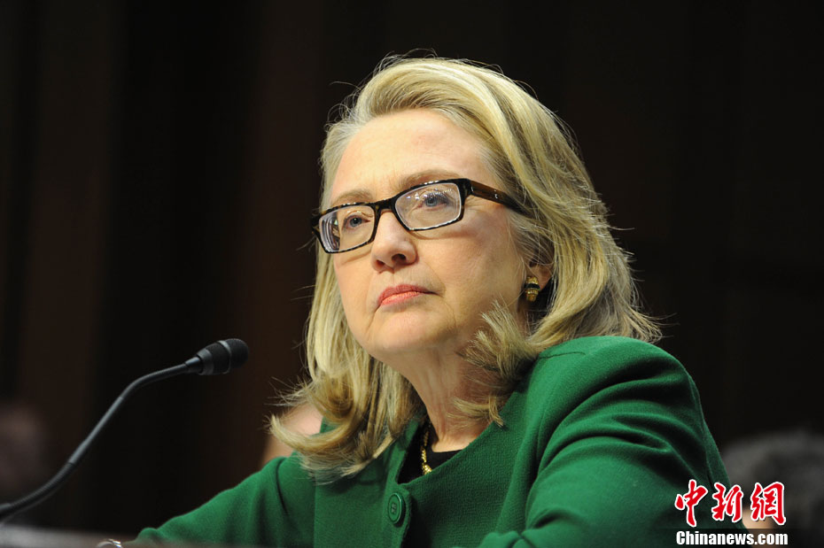 U.S. Secretary of State Hillary Clinton testifies about the September attacks on the U.S. diplomatic mission in Benghazi, Libya, on Capitol Hill, U.S., Jan. 23, 2013. It was the last time Clinton attended the Congressional hearing as the U.S. top diplomat. After the heated inquires from the House of Representatives and the Senate, the "Iron lady" rarely let herself cry, smile and be angered, which has shown different sides of her nature.(Chinanews.cn/Wu Qingcai)