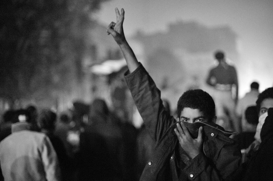 One of the demonstrators participates in demonstration at Tahrir Square in Cairo, Egypt on Jan. 24, 2013. Huge crowds were expected to demonstrate in Egypt on Friday for the second anniversary of the revolution that ousted Hosni Mubarak, at a time of political tensions and economic woes. (Xinhua/Li Muzi)