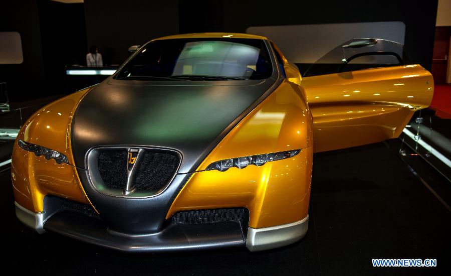 A Berton Pickster car is displayed during the 3rd Qatar International Auto Show held in Doha Exhibition Center, Qatar, on Jan. 28, 2013. The six-day Auto Show kicked off here on Monday. (Xinhua/Chen Shaojin)