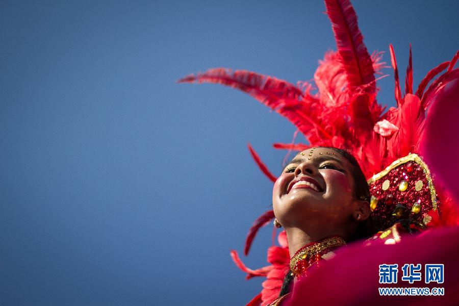 A performers participates in the carnival in Barranquilla, Colombia, Feb. 10, 2013. (Xinhua Photo)
