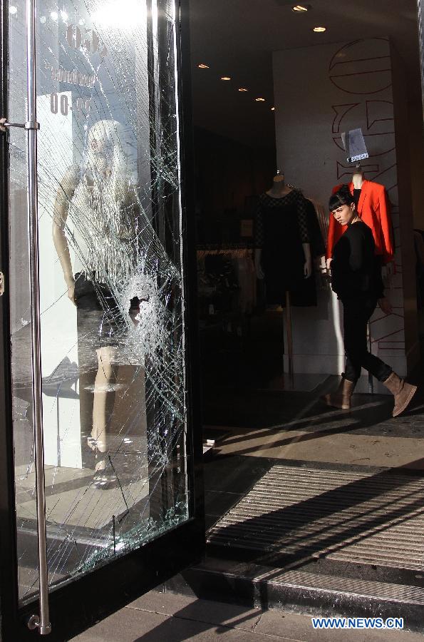 A window broken by a shock wave from a meteor explosion is seen in a building in the Urals city of Chelyabinsk, about 1,500 km east of Moscow, on Feb. 15, 2013. Injuries caused by a fallen meteorite in Russia's Urals region have risen to around 1,200, including over 200 children, the Russian Interior Ministry said on Friday. (Xinhua/RIA)  